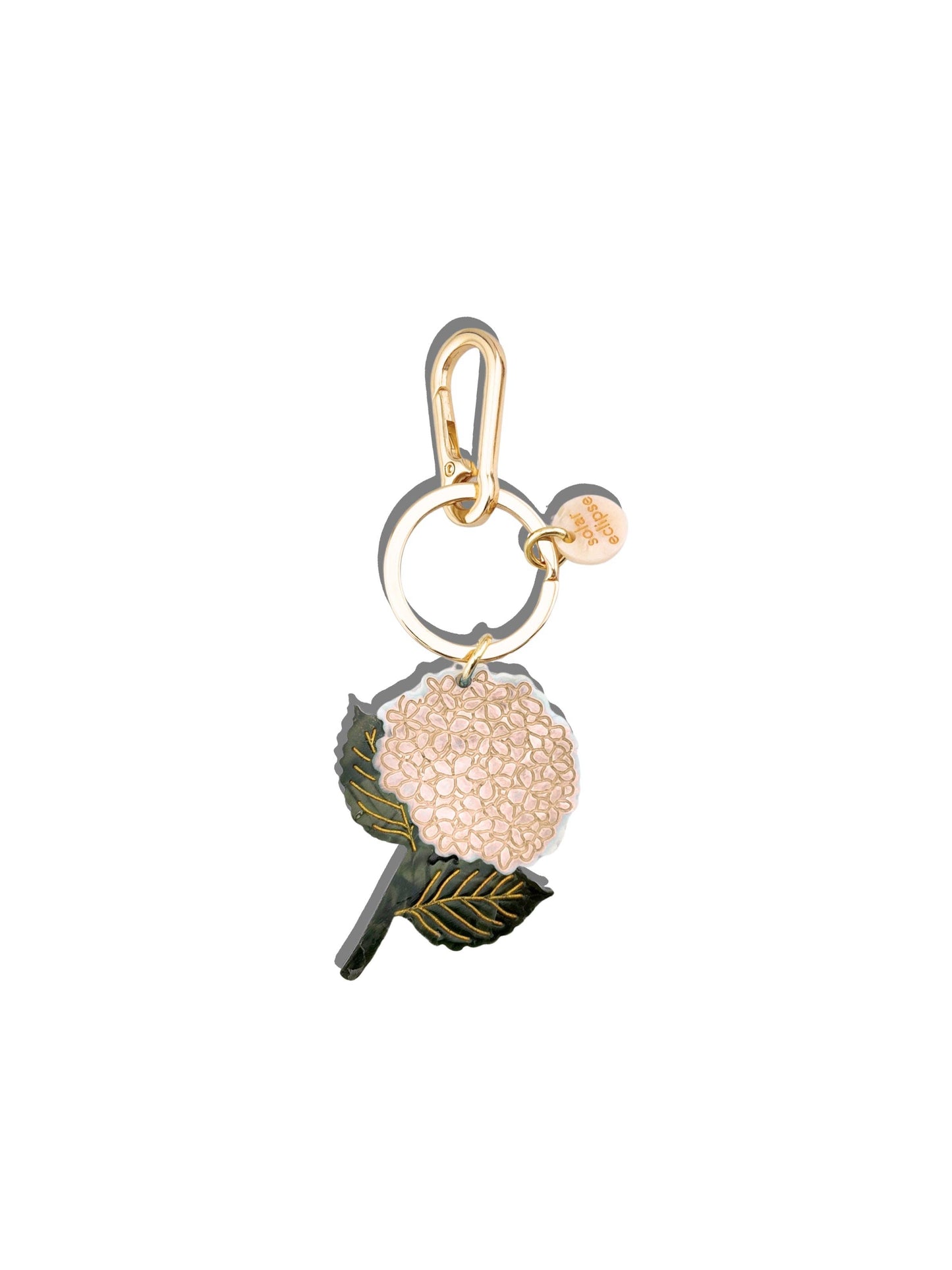 Hand-painted Hydrangea Bag Charm + Keychain | Eco-Friendly: White